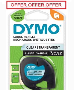 DYMO LETRATAG TAPE CLEAR PLASTIC 12267