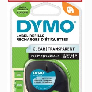 DYMO LETRATAG TAPE CLEAR PLASTIC 12267