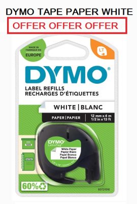 DYMO TAPE PAPER WHITE 12MM