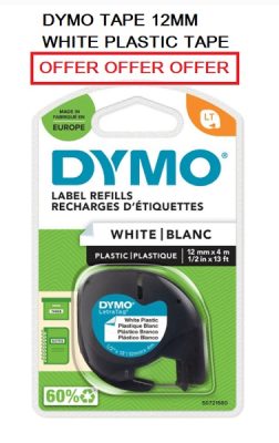 DYMO LETRATAG TAPE WHITE PLASTIC 91201