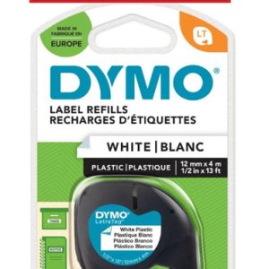 DYMO LETRATAG TAPE WHITE PLASTIC 91201
