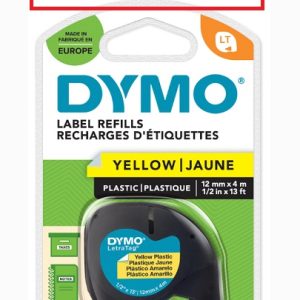 DYMO LETRATAG TAPE YELLOW PLASTIC 91202