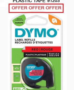 DYMO LETRATAG TAPE RED PLASTIC 91203