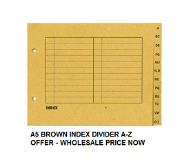 A5 Brown Index Divider A Z Big Stationery