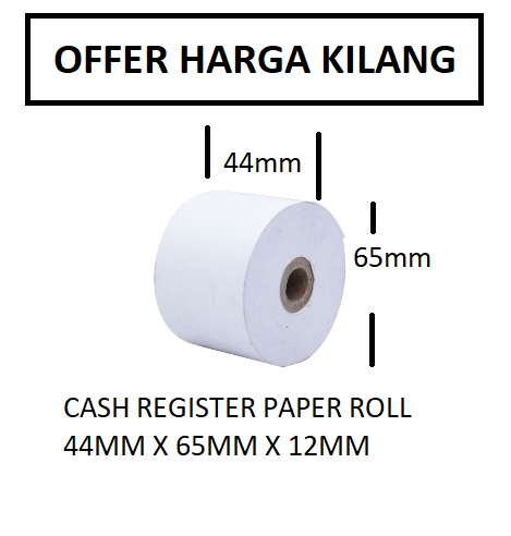CASHIER PAPER ROLL 44X65X12MM CASHIER PAPER ROLL 44X65X12MM