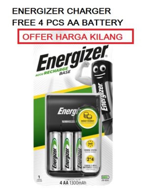 ENERGIZER BATTERY CHARGER WITH 4 AA BATTERIES