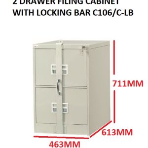 2 DRAWER FILING CABINET WITH LOCK BAR