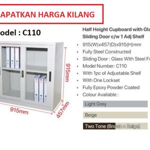 HALF HEIGHT CUPBOARD WITH GLASS SLIDING DOOR C110