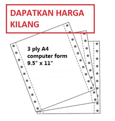 A4 COMPUTER FORM 3PLY NCR 9.5" x 11"