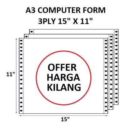 A3 COMPUTER FORM 3PLY 15" X 11"