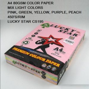 A4 80GSM LUCKY STAR COLOR PAPER LIGHT MIX CS195
