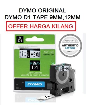 DYMO TAPE D1 9MM X 7M BLACK ON WHITE