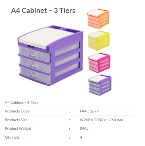 3 DRAWER A4 DOCUMENT CASE