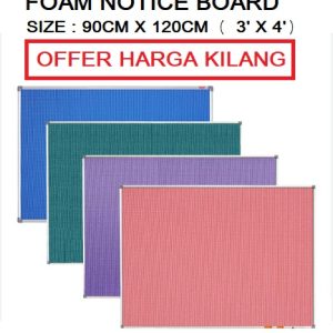 FOAM NOTICE BOARD 90CM X 120CM ( 3′ X 4′ )