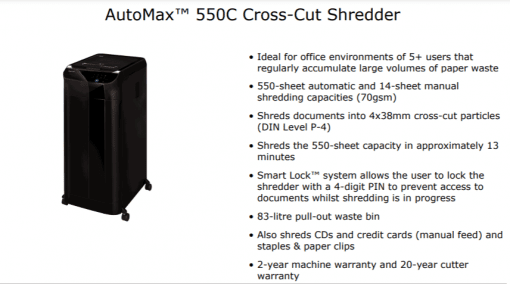 AUTOMATIC SHREDDER MACHINE | FELLOWES AUTOMAX 550C