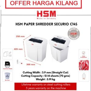 HSM PAPER SHREDDER SECURIO C14S