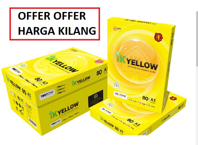 IK YELLOW A3 PAPER 80GM 500'S/REAM (5 REAM/BOX) - Seet Office Supplies  Malaysia