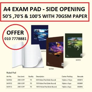 A4 EXAM PAD 70GSM 50'S TPA7052