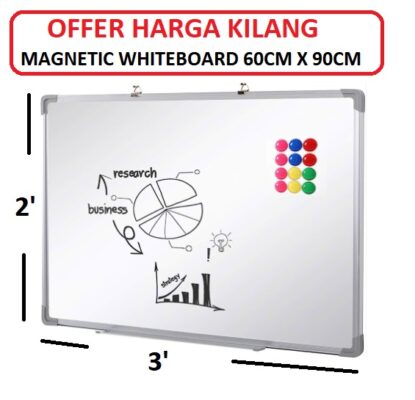 MAGNETIC WHITEBOARD 60CM X 90CM 