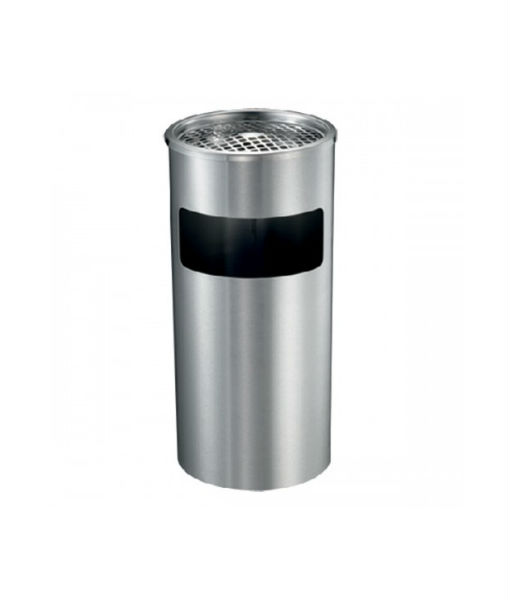 Stainless Steel Round Waste Bin – With Ashtray Top – Sugo 121