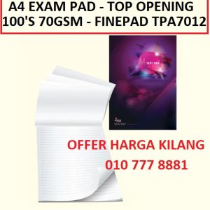 A4 EXAM PAD 70GSM 100’S TPA7012