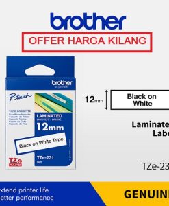BROTHER TAPE 12MM TZE-231 BLACK ON WHITE