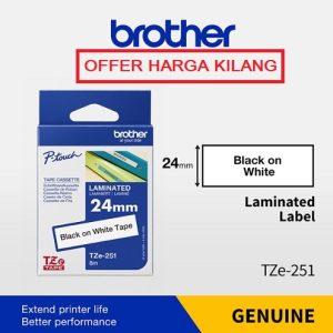 BROTHER TAPE 24MM TZE-251 BLACK ON WHITE
