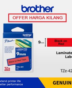 BROTHER TAPE 9MM TZE-421 BLACK ON RED