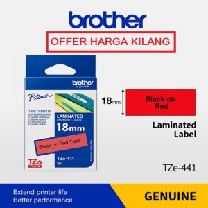 BROTHER TAPE 18MM TZE-441 BLACK ON RED