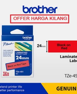 BROTHER TAPE 24MM TZE-451 BLACK ON RED