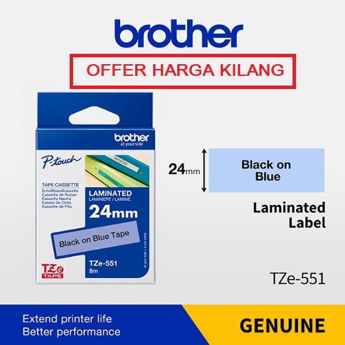 BROTHER TAPE 24MM TZE-551 BLACK ON BLUE BROTHER TAPE 24MM TZE-551 BLACK ON BLUE