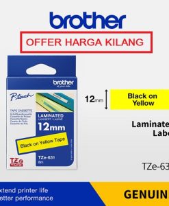 BROTHER TAPE 12MM TZE-631 BLACK ON YELLOW