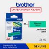 BROTHER TAPE 24MM TZE-751 BLACK ON GREEN