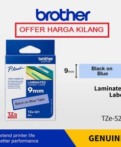 BROTHER TAPE 9MM TZE-521 BLACK ON BLUE