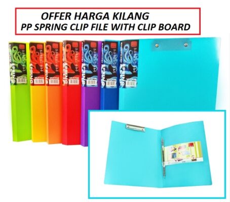 PP PLASTIC SPRING CLIP FILE with clip board