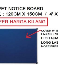 VELVET NOTICE BOARD 120CM X 150CM ( 4' x 5' )