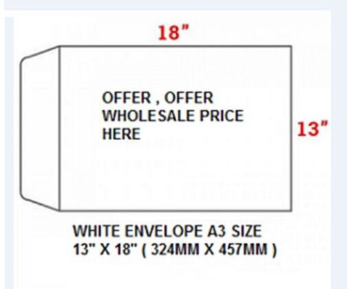 A3 WHITE ENVELOPE SIZE 13″ X 18″