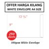 WHITE ENVELOPE A4 SIZE 9" X 12 3/4"