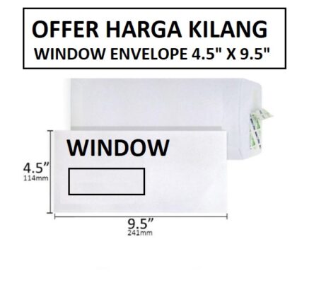 WHITE WINDOW ENVELOPE 4.5" X 9.5"