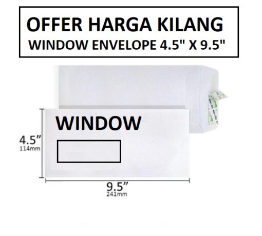 WHITE WINDOW ENVELOPE 4.5" X 9.5"