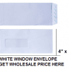 WHITE WINDOW ENVELOPE 4" X 9"