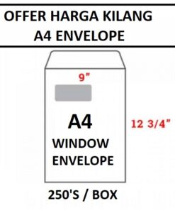 A4 WHITE WINDOW ENVELOPE 9" X 12 3/4"